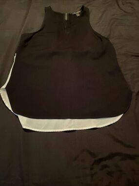 Banana Republic Black Layered-Hem Tank Top with White Underlay